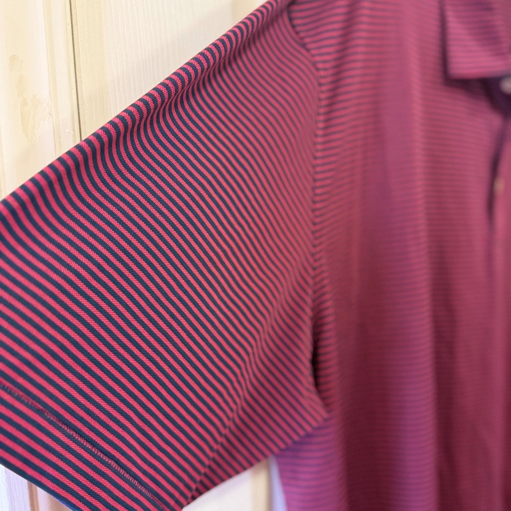 Peter Millar Summer Comfort Mens XXL Polo Burgundy Navy Stripe Squire Creek - Picture 16 of 16